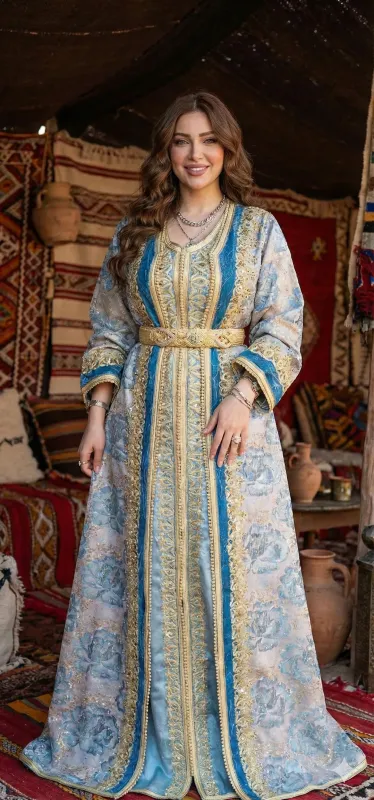 Takchita Bleu Céleste et Or